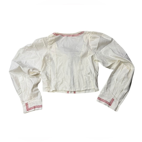 NWT Women's Free People White Boho Mada Top Corset style w/ exaggerated sleeves - Picture 8 of 11